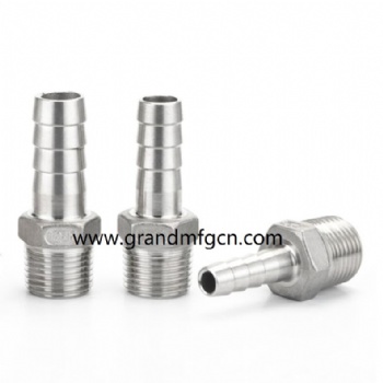 CNC precision stainless steel thread barb fitting connector