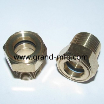 1/2'' BSPT Brass Super Transparent Oil Sight Plug Sanitary Sight Window,Flat Top Oil Sight Glass,Knob Type Sight Glass