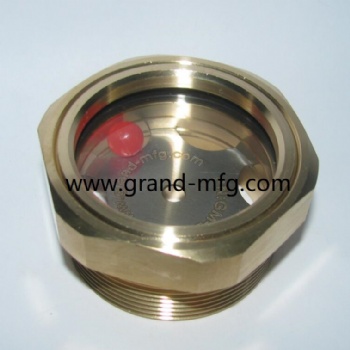 NPT 2 INCH Brass Hex Sight Glass Hole Gas Cap with 1-7/8 Transparent Glass Window & Easy Install Weld-In Steel Stepped Flanged Tophat Bung for Custom Gas Tank Applications